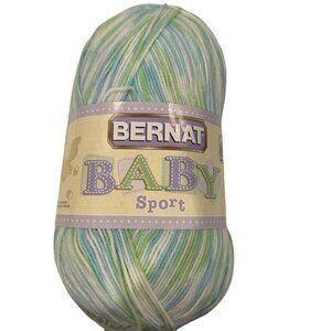 Bernat Baby Sport Yarn Funny Prints Blue Green White 893 yds 9.8 oz Acrylic